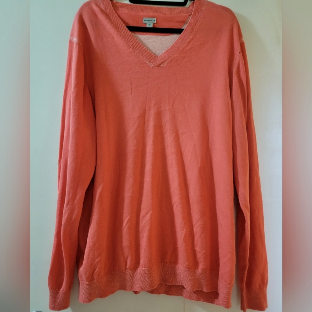 Ashworth men's salmon pink v neck golf sweater size XL